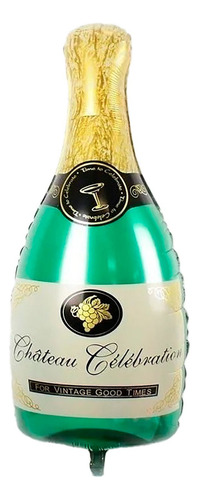 Globo Botella Metalizada Champaña Verde 100 X 49 Cm 