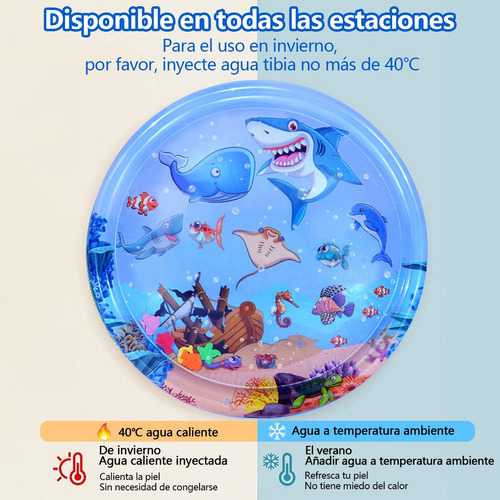 Cojín Agua Inflable Tapete Para Bebe Estimulacion Temprana Azul