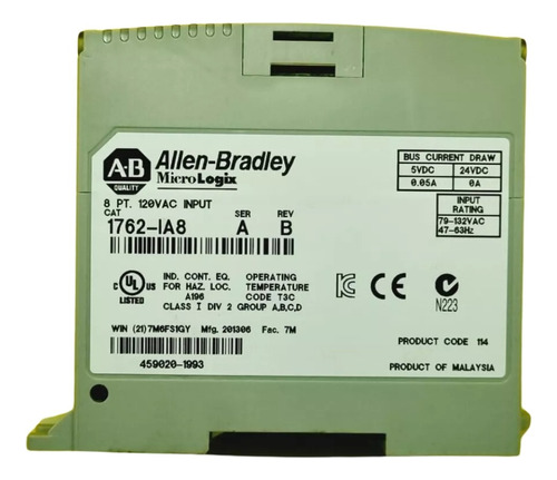 Allen-bradley 1762-ia8 Micrologix 8 Pt 120vac Plc.