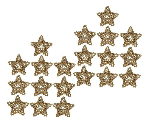 20 Piezas De Mimbre , Bolas De Ratán, Adornos De Estrellas,