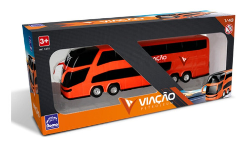 Autobús en miniatura Viação Petrolium Roma Collection, juguete naranja