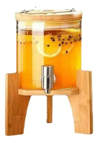 Suqueira Em Vidro Com Suporte E Tampa Bambú 2,5lts Mattine