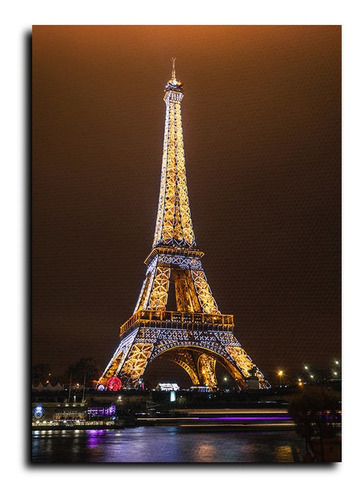 Cuadro Decorativo Canvas Recamara 80x120cm Eiffel Iluminada
