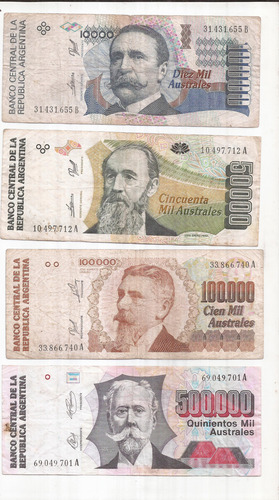 Serie Completa De Australes 12 Billetes 1 A 500.000 (Usado)