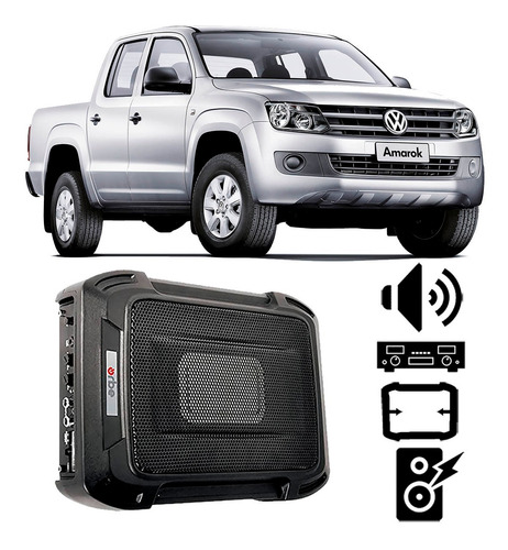 Caixa Amplificada Vw Amarok 2010 A 2015 350w Rms Slim