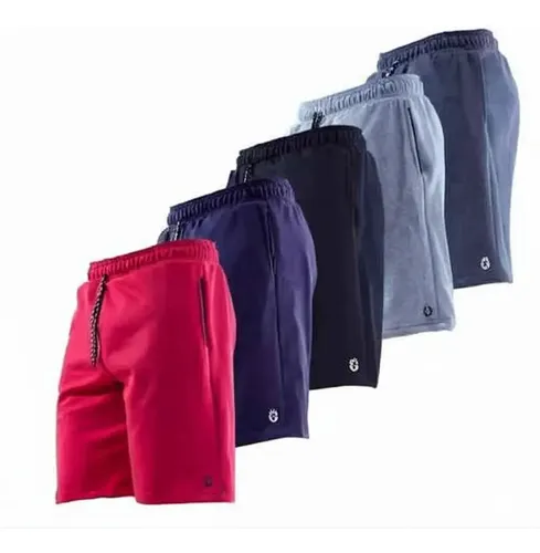 Kit 05 Bermuda Masculina Moletom Bolso Cordão Fit Elastico