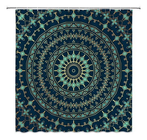 Mandala Cortina De Ducha Boho Paisley Vintage Azul Indi...