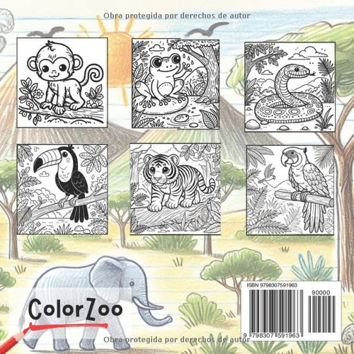 Animales De La Sabana: Libro Para Colorear: 35 Dibujos Incre