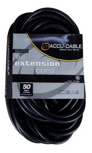 Accu Cable Ec123  3 fer50 black 12 gauge 3 plug 50 ft Cable