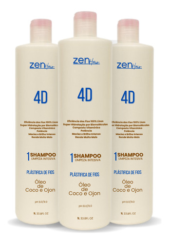 Shampoo Profissional 4d Realça E Protege Os Fios Kit 3l