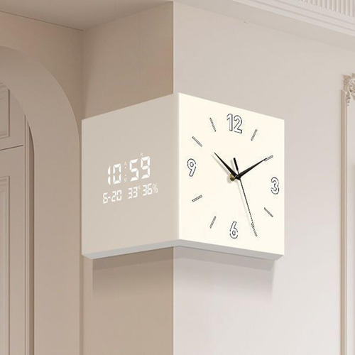 Reloj De Esquina Reloj De Pared Lateral Doble Leche Blanca