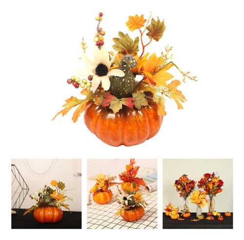 2 Calabaza Artificial Hoja De Arce Arreglo Floral Ornamento
