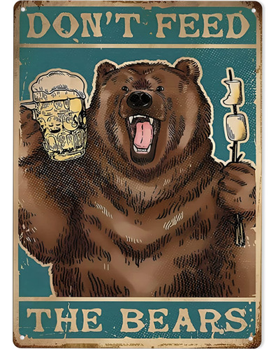Flechazo Bear Camping Don't Feed The Bears Vintage Novedad