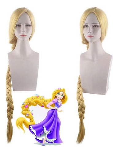 Z 120cm/47 Mujer Princesa Rapunzel Peluca Larga Rubia