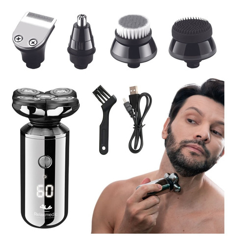 Barbeador Aparador Elétrico Escova Facial 5 Em 1 Relaxmedic
