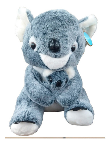 Lindo Peluche Koala Mama Con Bebe Kawaii 40 Cm Color Gris