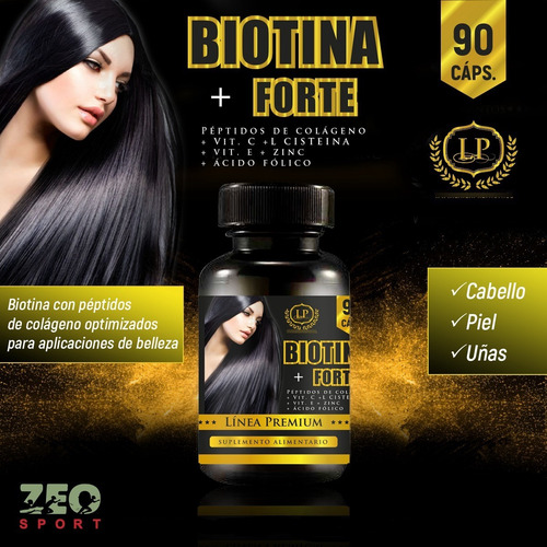 Pack 2 Biotina Forte Zeo 180 Capsulas 2x90. Pelo Piel Uñas Sabor Natural/ 2 Frascos