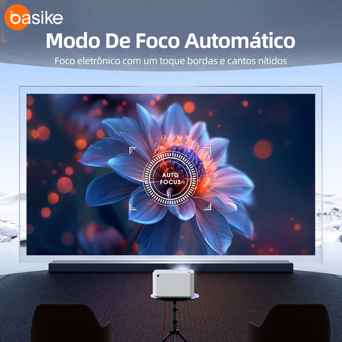 Basike Projetor Hd 4k Android 11 Full 1080p Bluetooth 5.0 Wifi 2.4g + 5g 12000lm Projetor,cinema Em Casa,mini Projetor Inteligente Portátil Compatível Com Ios/android,autofoco