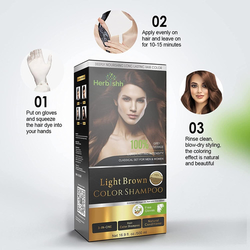 Herbishh Ultimate Grey Hair Color Shampoo Kit (3 Champús De