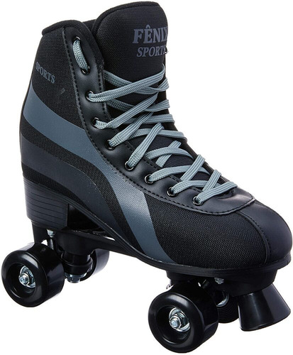 Imagem 2 de 5 de Patins 4 Rodas Clássico Preto Menino Roller Skate Promoção