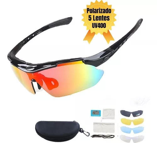 Óculos Ciclismo Bike 5 Lentes + Suporte Grau + Kit Completo