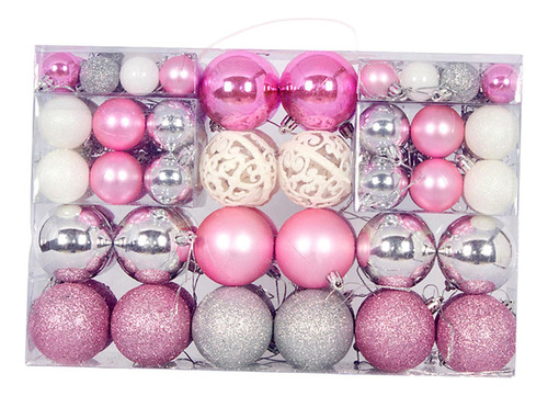 W 100x Adornos De Bolas De Navidad, Adornos Rosa Plata