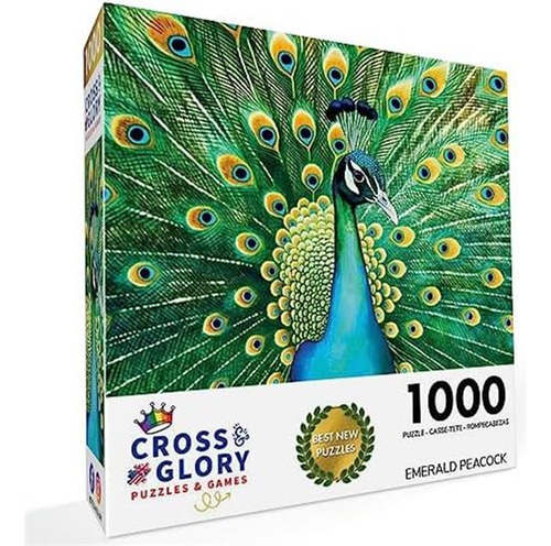 Cross & Glory Emerald Peacock Jigsaw Puzzle - Rompecabezas P