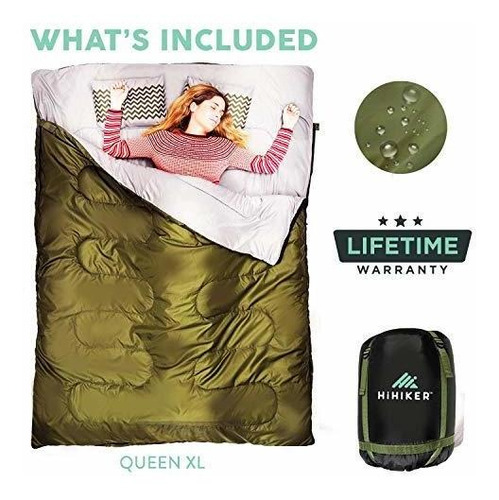 Doble Saco Dormir Tamaño Queen Xl Para Camping Senderismo 2