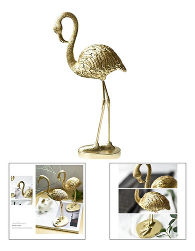 Estátua De Resina De Flamingo Dourado Escultura B B Ouro