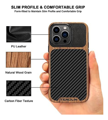 Funda Tendlin Para iPhone 14 Pro Shockpr Leather Wood