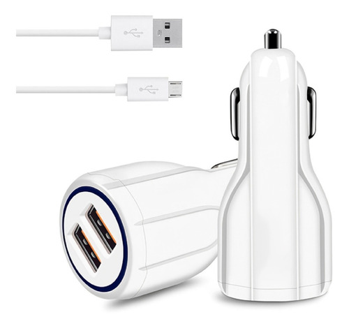 Cargador Doble Auto Ultra Rápido 3 Amp + Cable Micro Usb