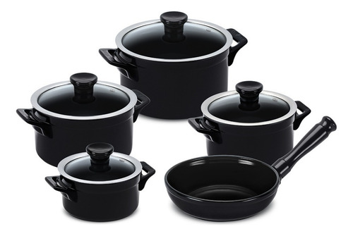 Conjunto De Panelas Duo Smart 5 Peças - Preto - Ceraflame Preto