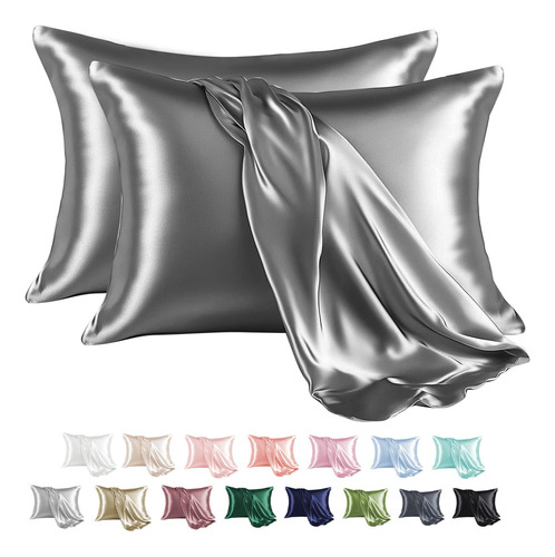 2 Fundas De Almohada De Satén Tamaño Estándar 50x70cm,