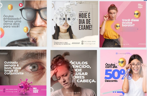 Artes Editáveis Canva Para Óticas - Design Redes Sociais