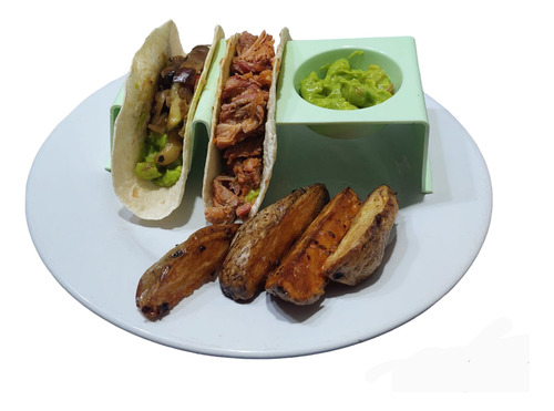Posa Tacos Mexicanos Con Envase Para Salsa Cant.6 Unidades