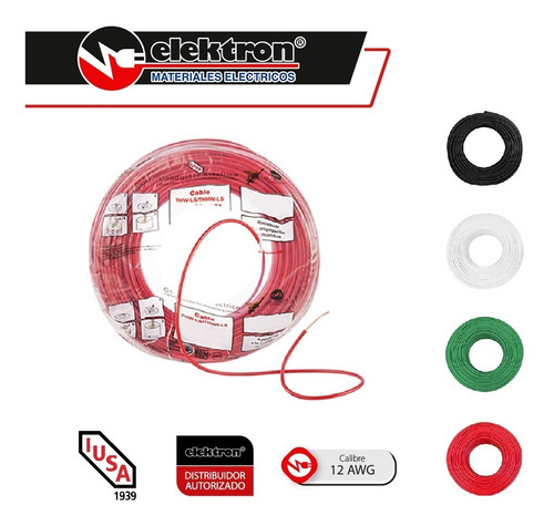 Imagen 4 de 8 de Bolsa 50 Mts Cable Iusa Rojo Thw Cal 12 Awg 100%cobre