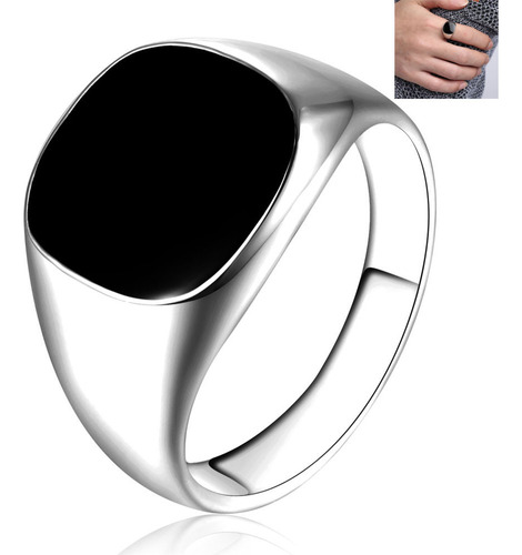 Anillo Con Sello De Cobre Pulido Para Hombre, Motero, Negro