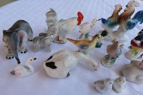 Monijor62-antiguo Coleccion Lote 14 Miniaturas Porcelana Ave (Usado)