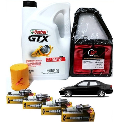 Kit De Afinación Honda Civic Sedan 1.7l 2004 Castrol 20w50