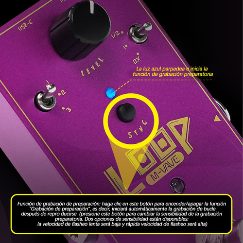 Pedal De Efectos Portátil Guitarra Individual M-vave Loop Violeta