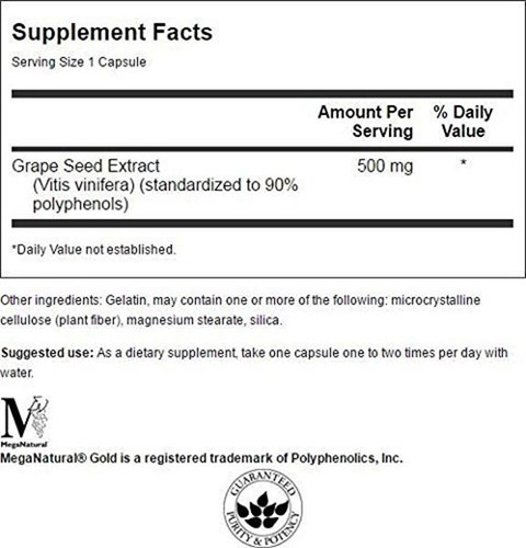 Swanson Extracto Estándar Semilla De Uva 500mg 60 Cápsulas