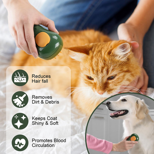Cepillo Con Vapor Aoshet Para Gatos 3 En 1