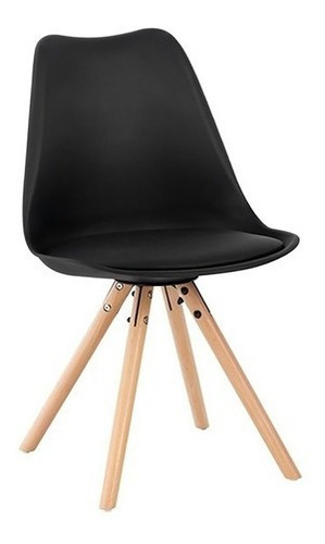 Silla De Restaurante Comedor Eames Negra En Madera Pc-082