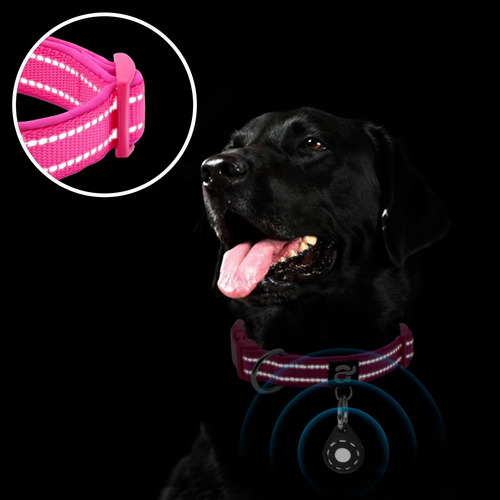 Collar Reflectante Para Perro Azuza Modelo S Rosa Intenso 1#rosa Intenso (con Soporte Airtag) Nombre Del Diseño Tamaño Del Collar