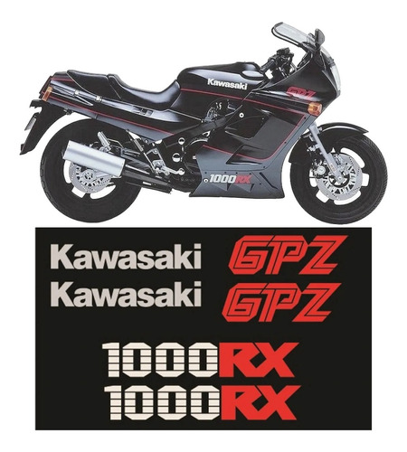 Kit Adesivos Kawasaki Gpz 1000 Rx 1986 Preta Gpz86p