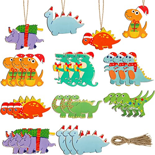 24 Piezas Adorno De Dinosaurio De Navidad Niños Estrel...