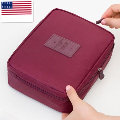 Usa Maquillaje Rojo Vino Mujeres Caso Caja Cosmética Bolsa N