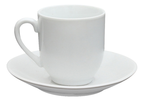 Set X 6 Taza De Cafe 90ml C/plato Blanco Porcelana Selecta