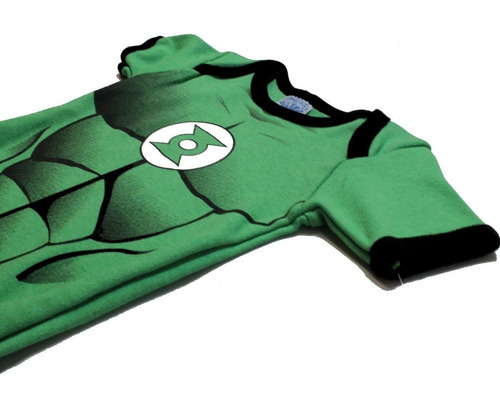 Imagen 3 de 5 de Pañalero Linterna Verde Disfraz Con Musculos - Ropa De Bebe