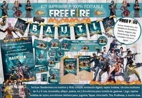 Kit Imprimible Candy Bar Freefire Free Fire Cumpleaños